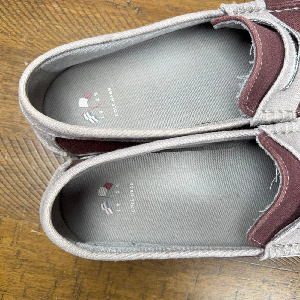 Cole Haan Loafers Men 11 Burgundy Canvas Penny Loafer Boat Shoes Nautical Preppy